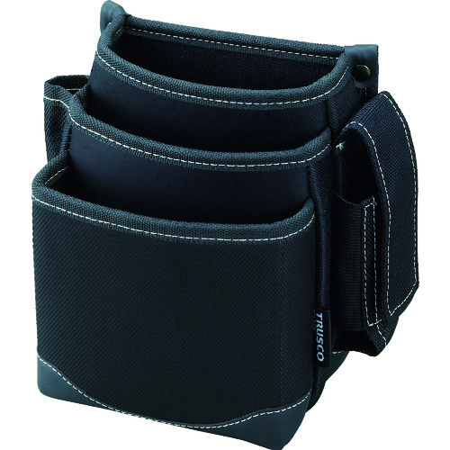 【TRUSCO】ＴＲＵＳＣＯ　腰袋　３段　携帯電話ホルダー付き　ブラック